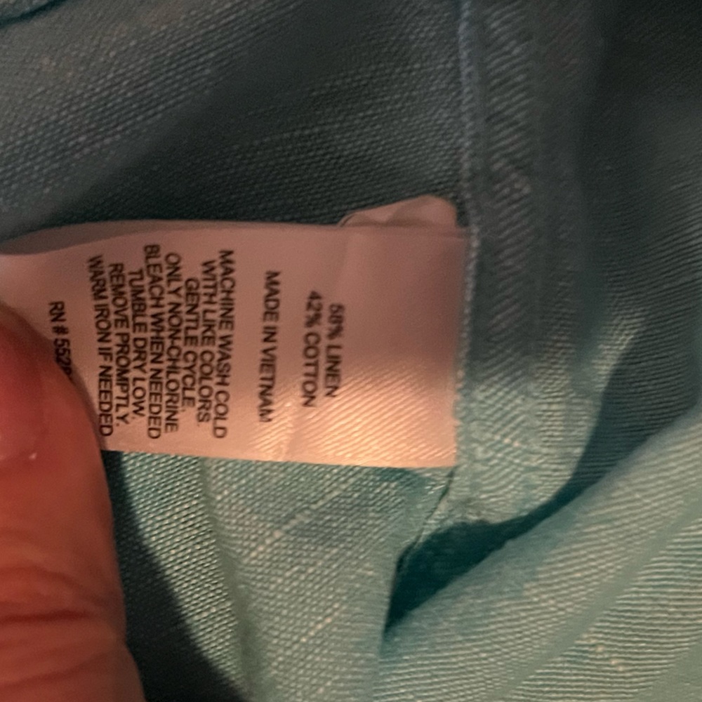 Express Linen Blend Turquoise Button Down Shirt W… - image 4